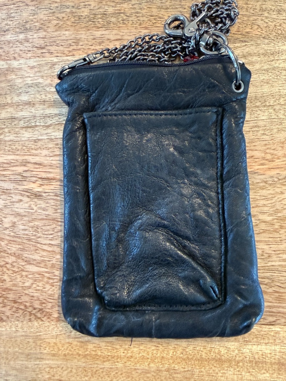 Black Studded Peace Sign Leather Crossbody Bag Y2K - Picture 4 of 5